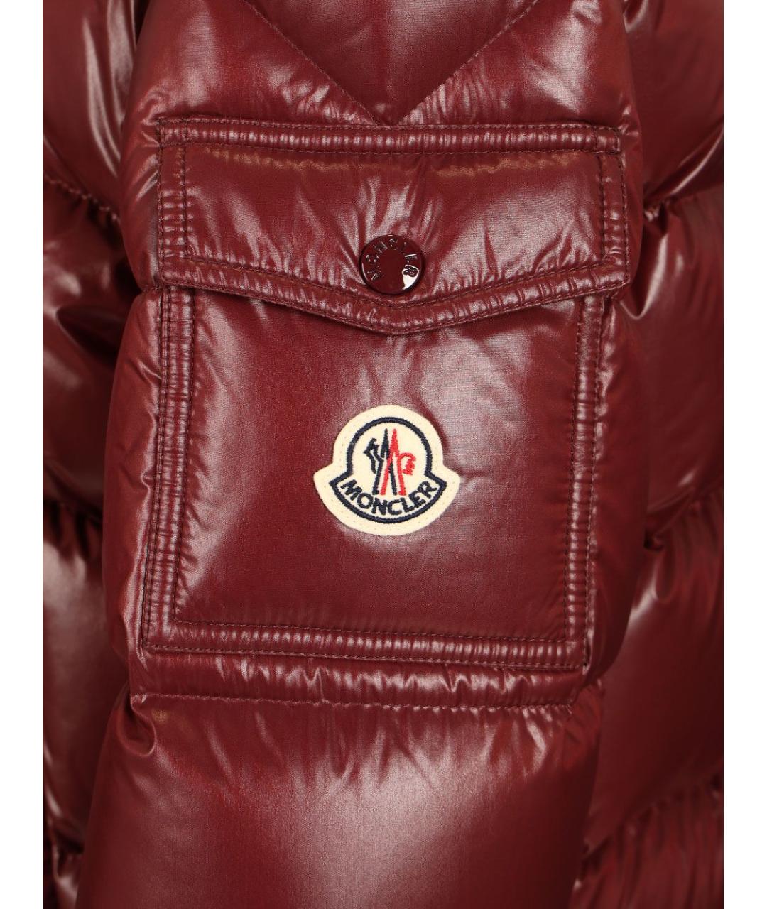 MONCLER Бордовый полиамидовый пуховик, фото 5
