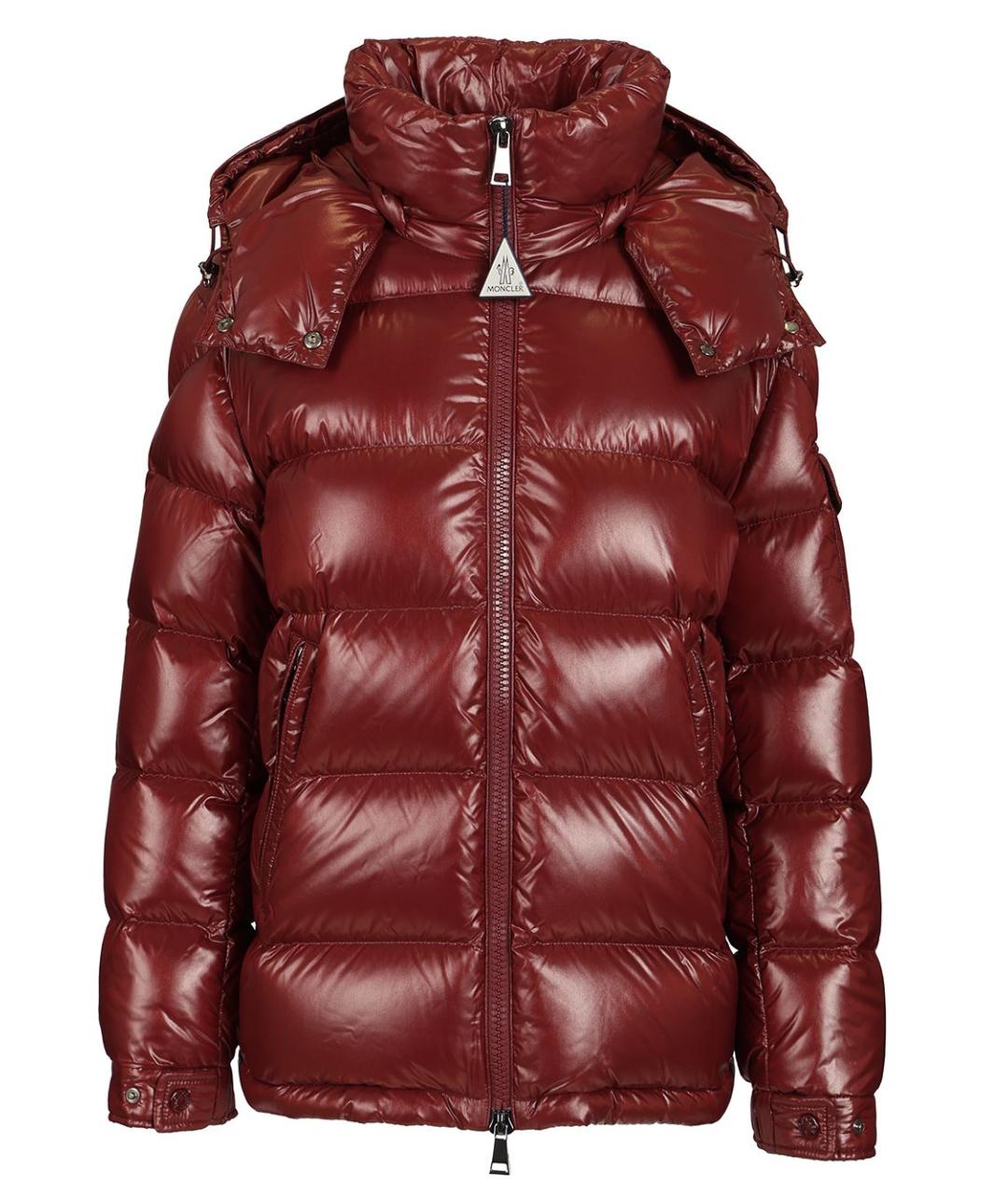 MONCLER Бордовый полиамидовый пуховик, фото 1