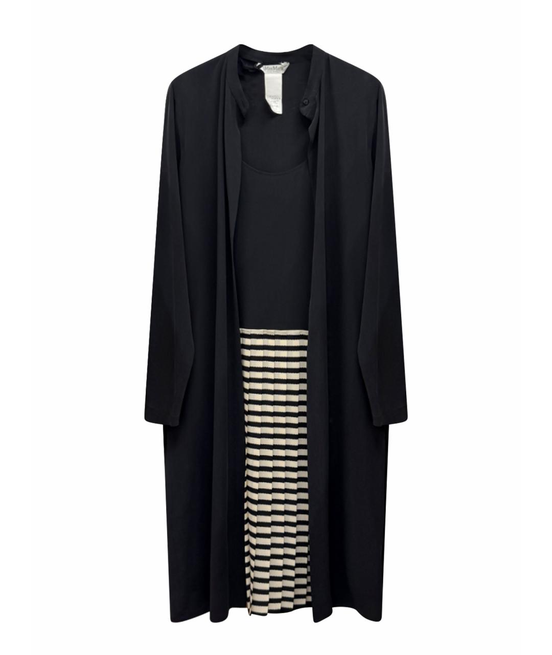 MAX MARA Темно-синее шелковое платье, фото 1