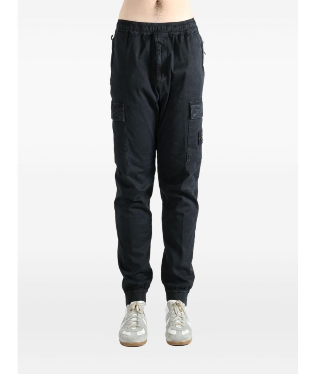 STONE ISLAND Черные хлопковые повседневные брюки, фото 2