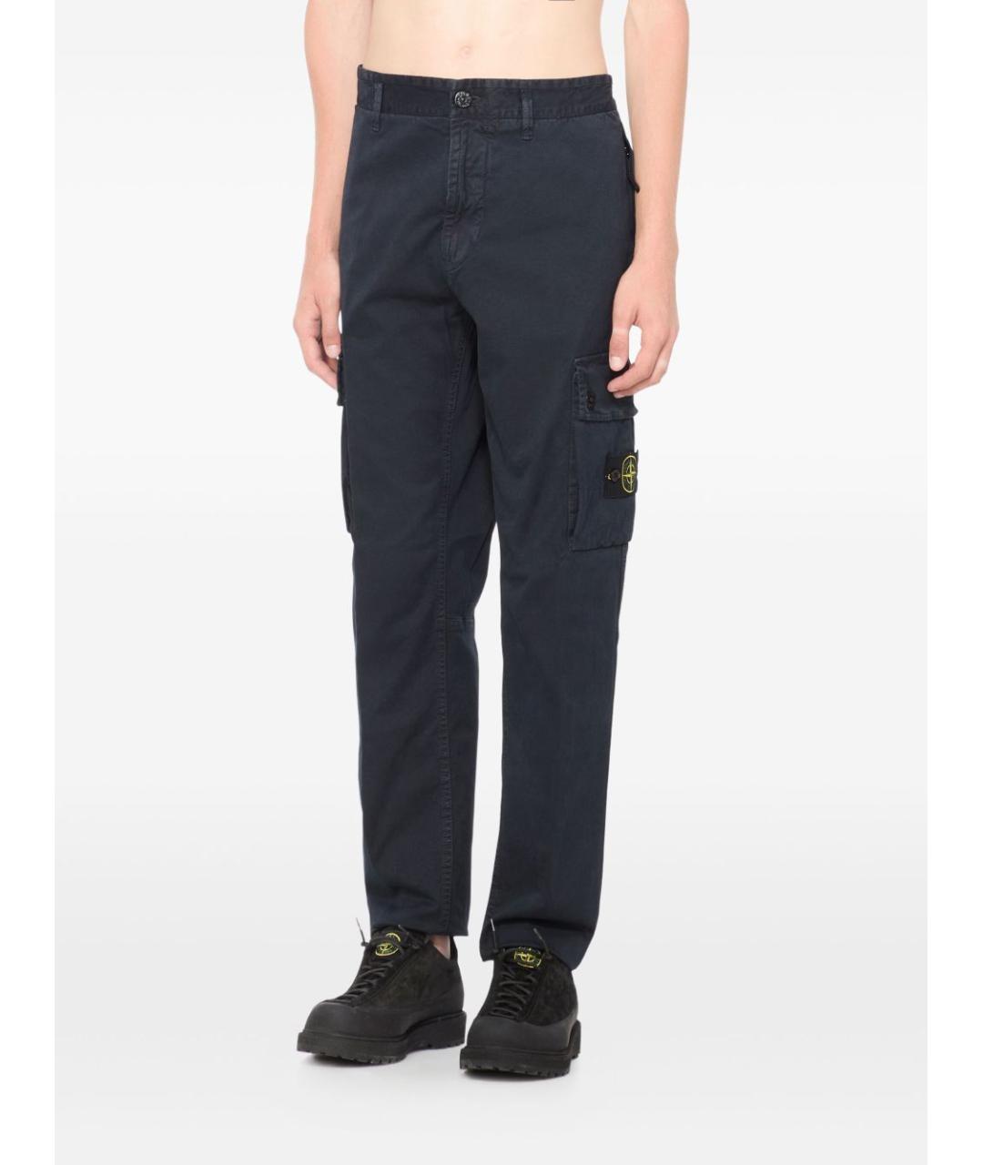 STONE ISLAND Темно-синие хлопковые повседневные брюки, фото 5