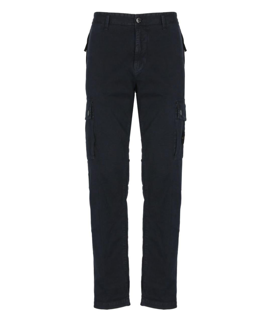 STONE ISLAND Темно-синие хлопковые повседневные брюки, фото 1