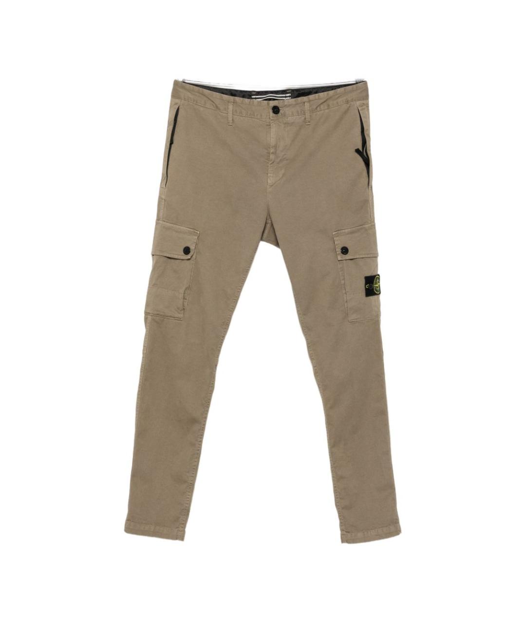 STONE ISLAND Бежевые хлопковые повседневные брюки, фото 1