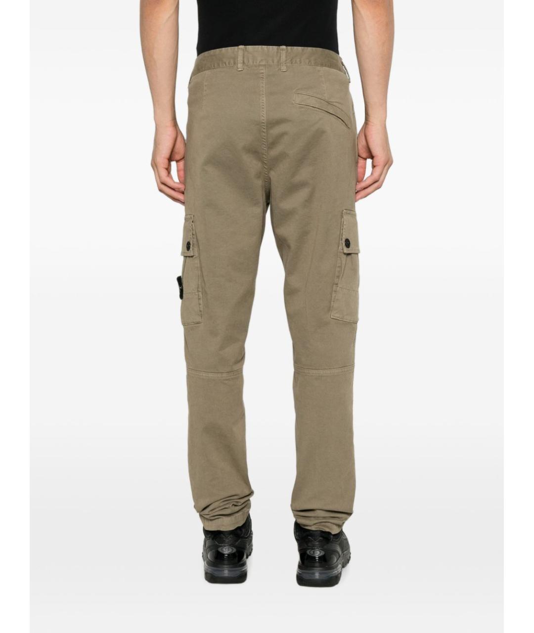 STONE ISLAND Бежевые хлопковые повседневные брюки, фото 3