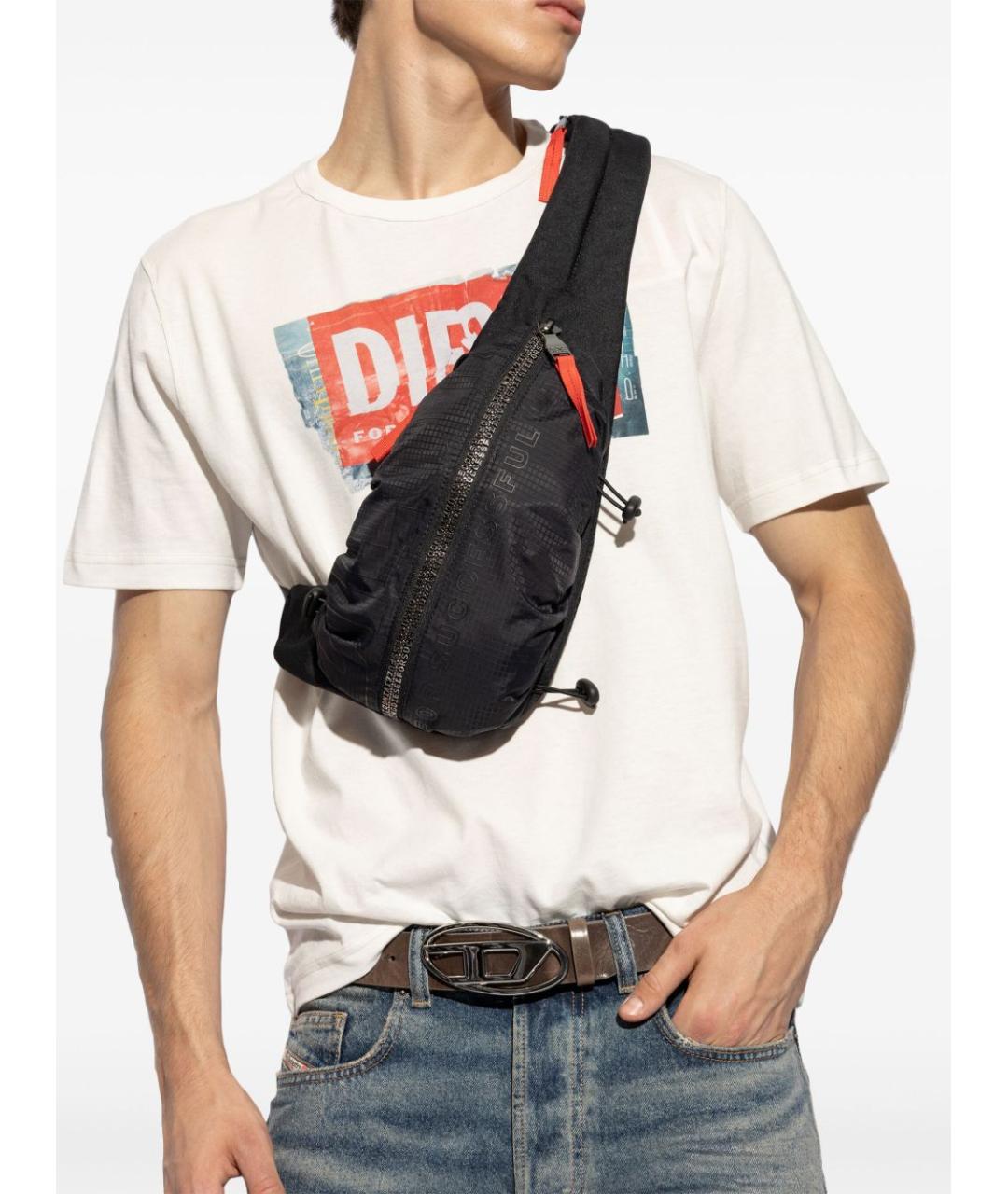 DIESEL Черная синтетическая сумка на плечо, фото 4