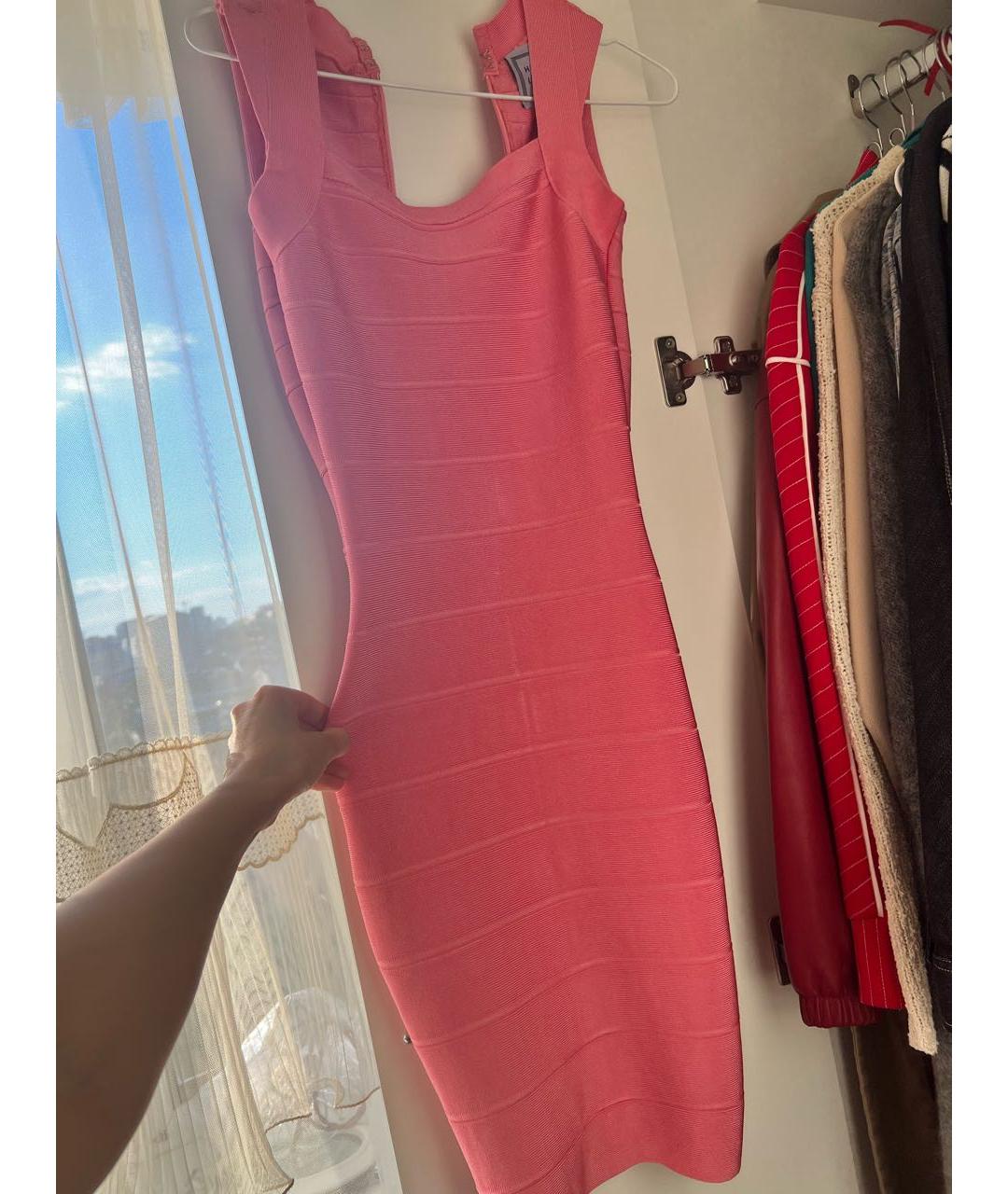 HERVE LEGER Розовое платье, фото 3