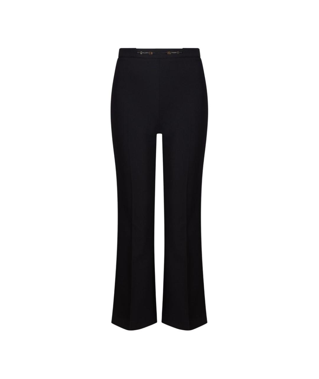 ELISABETTA FRANCHI Черные полиэстеровые прямые брюки, фото 1