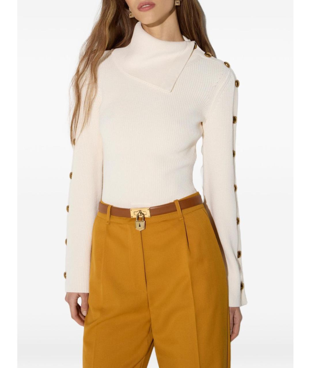ELISABETTA FRANCHI Бежевый вискозный джемпер / свитер, фото 4