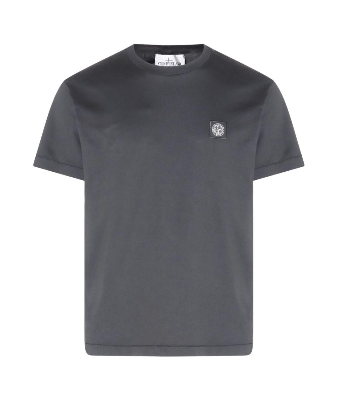 STONE ISLAND Серая хлопковая футболка, фото 1