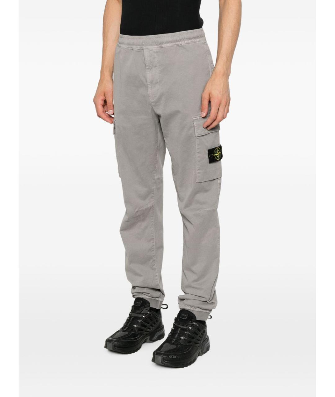 STONE ISLAND Серые хлопковые повседневные брюки, фото 3