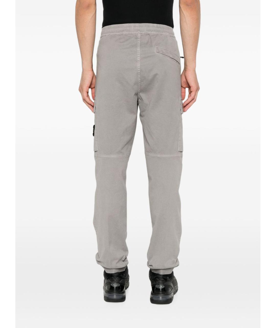 STONE ISLAND Серые хлопковые повседневные брюки, фото 2