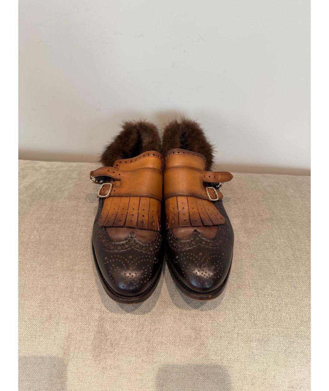 SANTONI Коричневые кожаные лоферы, фото 2