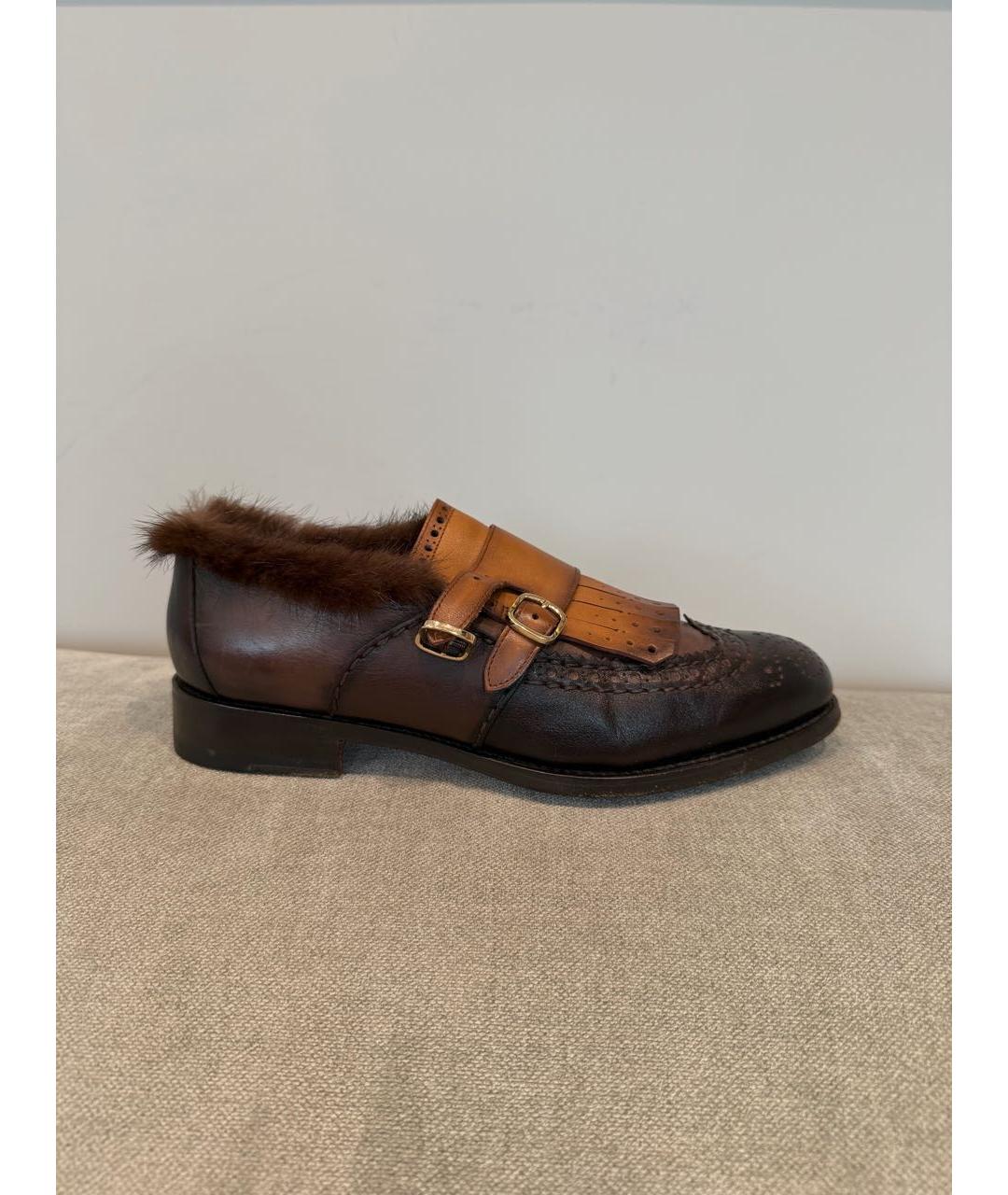 SANTONI Коричневые кожаные лоферы, фото 6