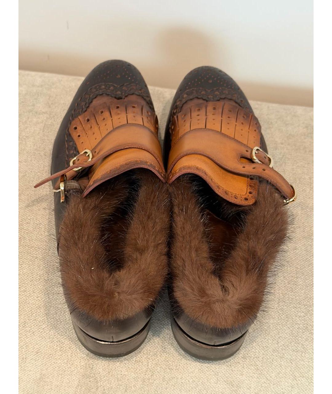SANTONI Коричневые кожаные лоферы, фото 3