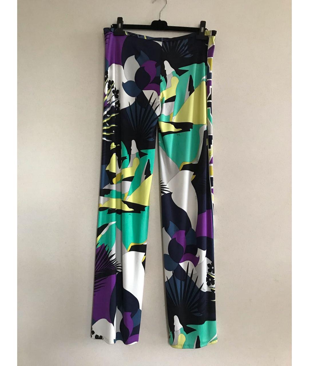 EMILIO PUCCI Мульти шелковые прямые брюки, фото 2