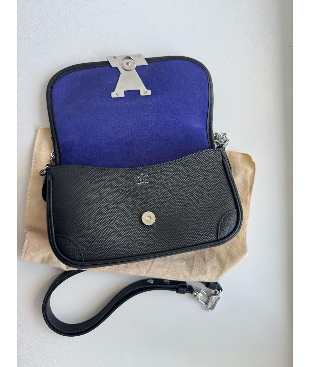 LOUIS VUITTON Черная кожаная сумка через плечо, фото 8