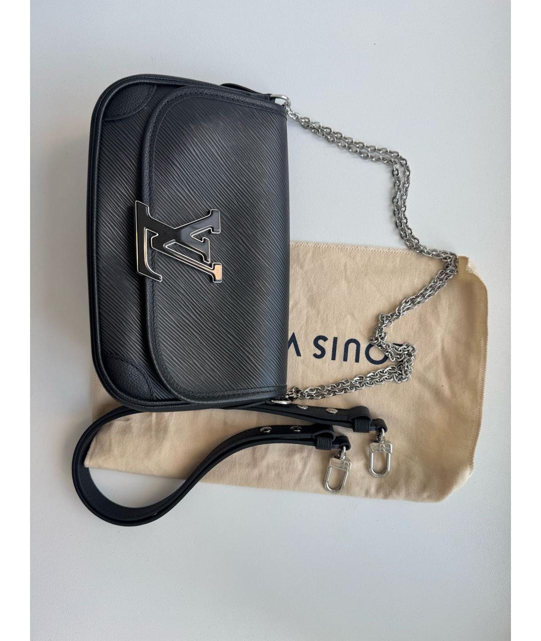 LOUIS VUITTON Черная кожаная сумка через плечо, фото 3