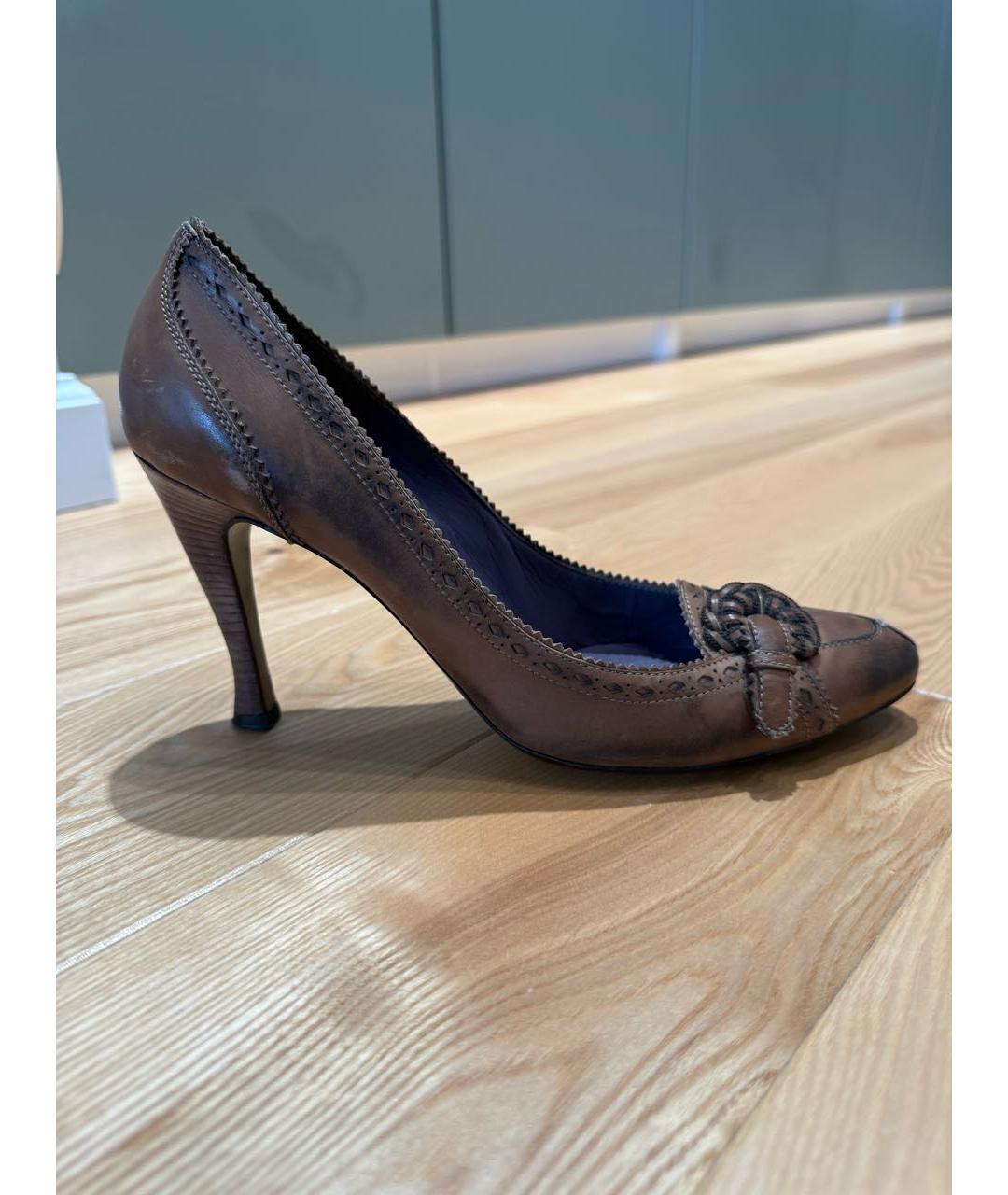 BOTTEGA VENETA Коричневые кожаные туфли, фото 9