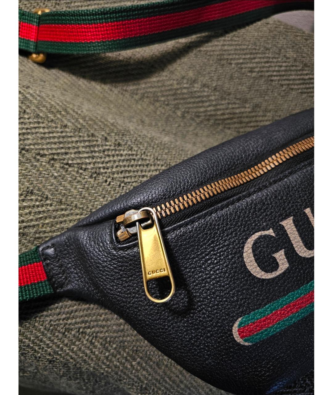 GUCCI Черная кожаная поясная сумка, фото 4