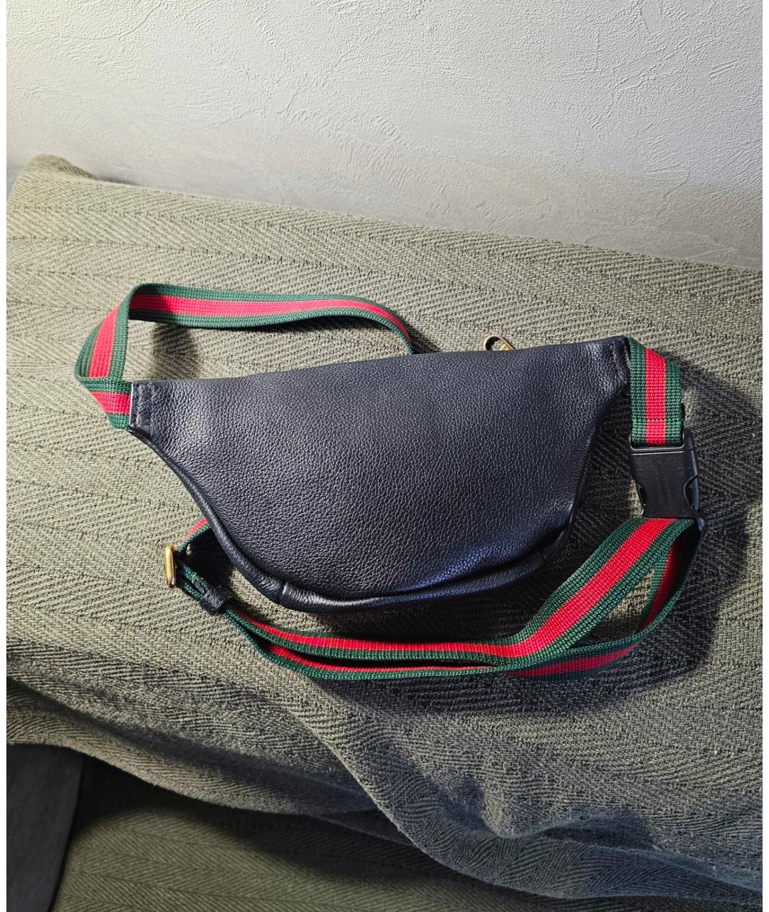 GUCCI Черная кожаная поясная сумка, фото 5