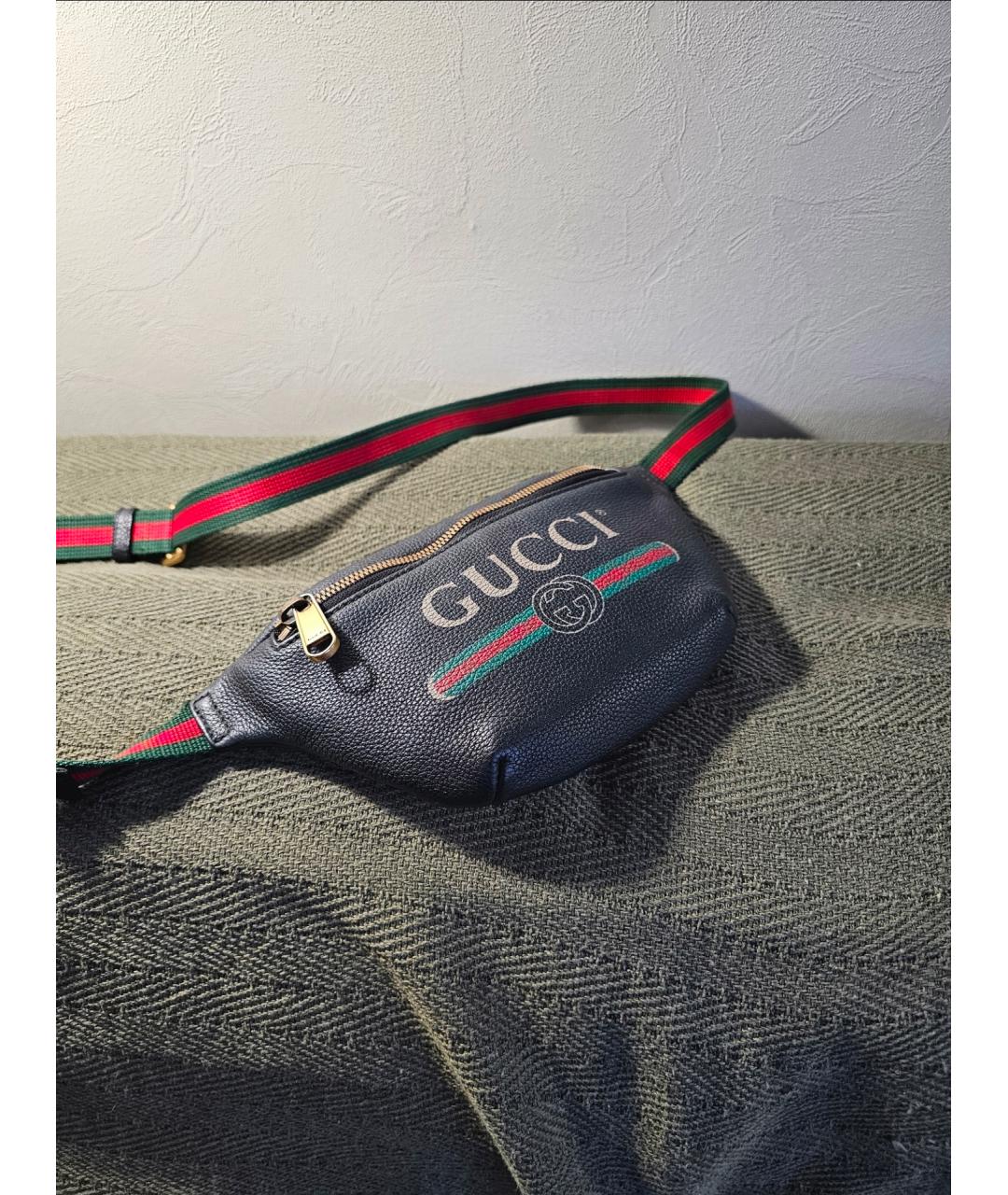 GUCCI Черная кожаная поясная сумка, фото 3