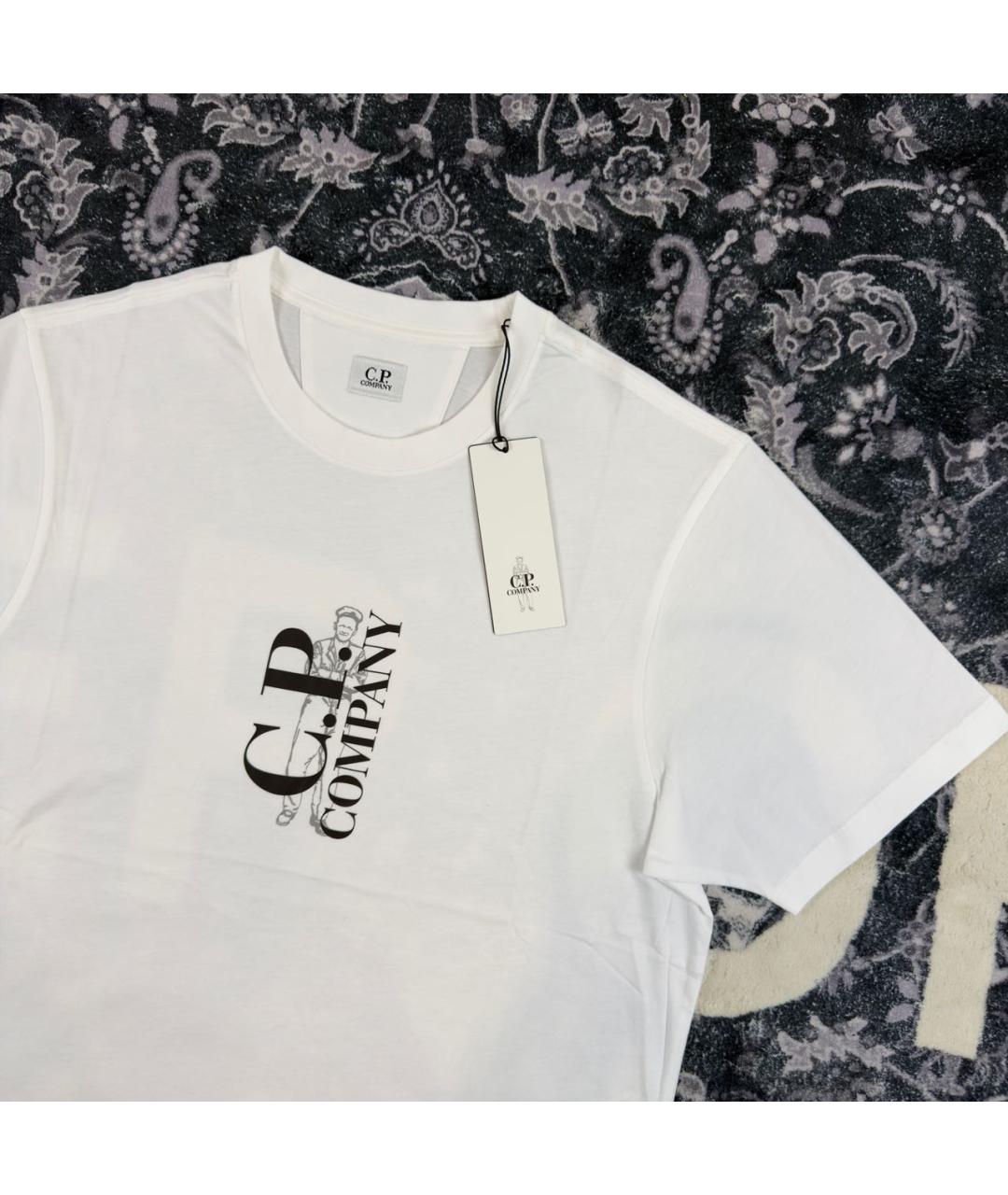 CP COMPANY Белая хлопковая футболка, фото 3