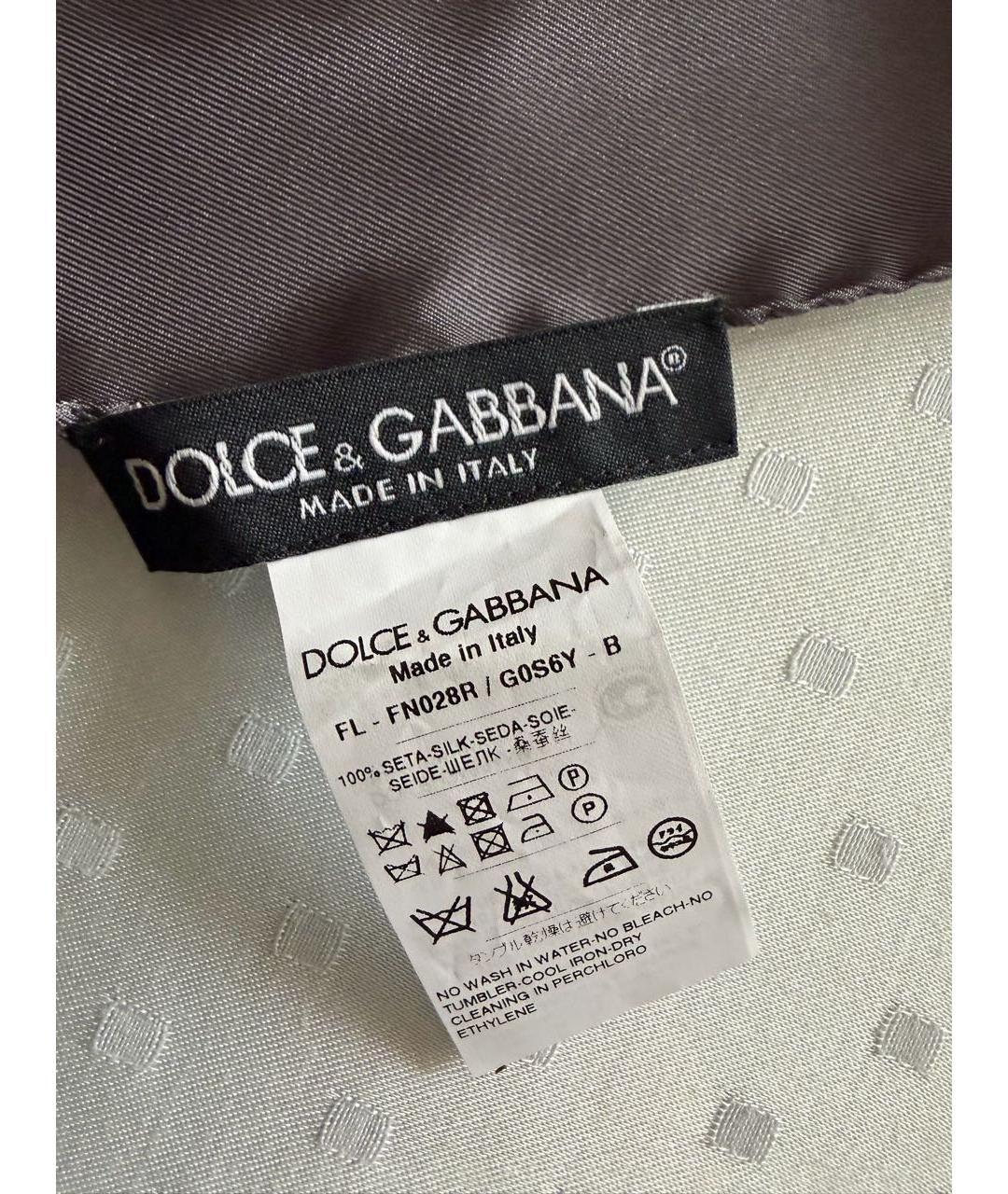 DOLCE&GABBANA Серый шелковый платок, фото 2
