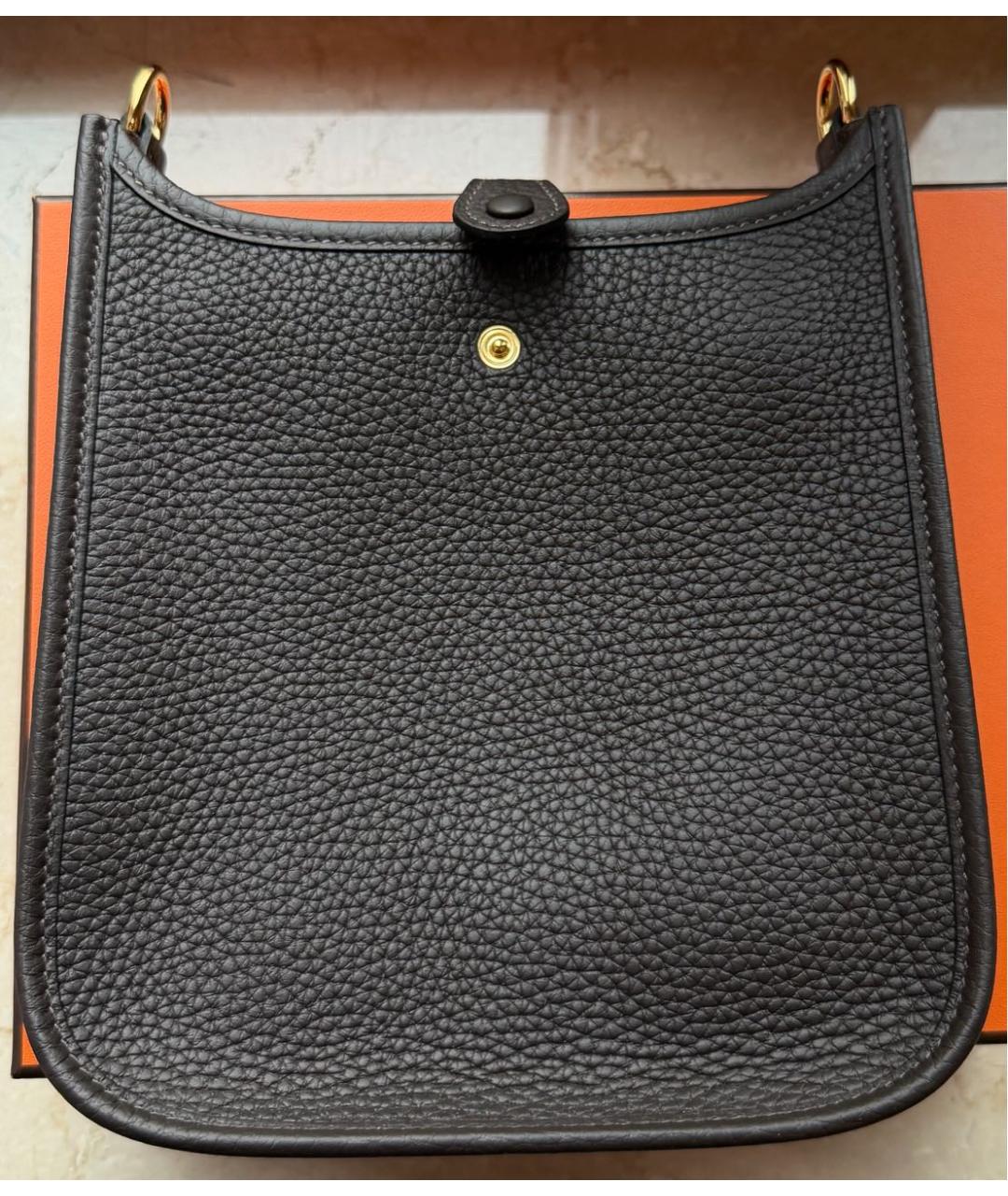 HERMES Антрацитовая кожаная сумка через плечо, фото 4