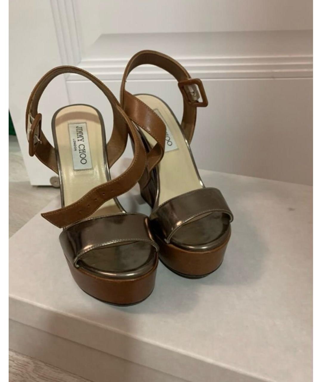 JIMMY CHOO Коричневые кожаные босоножки, фото 2