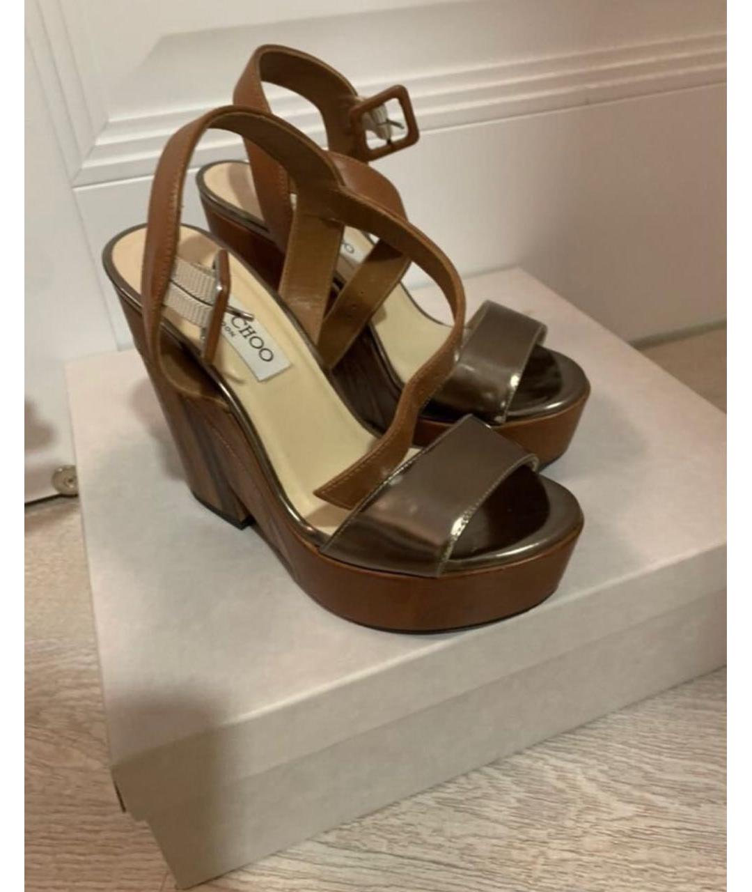 JIMMY CHOO Коричневые кожаные босоножки, фото 3