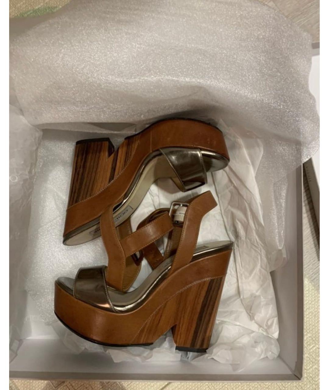 JIMMY CHOO Коричневые кожаные босоножки, фото 4