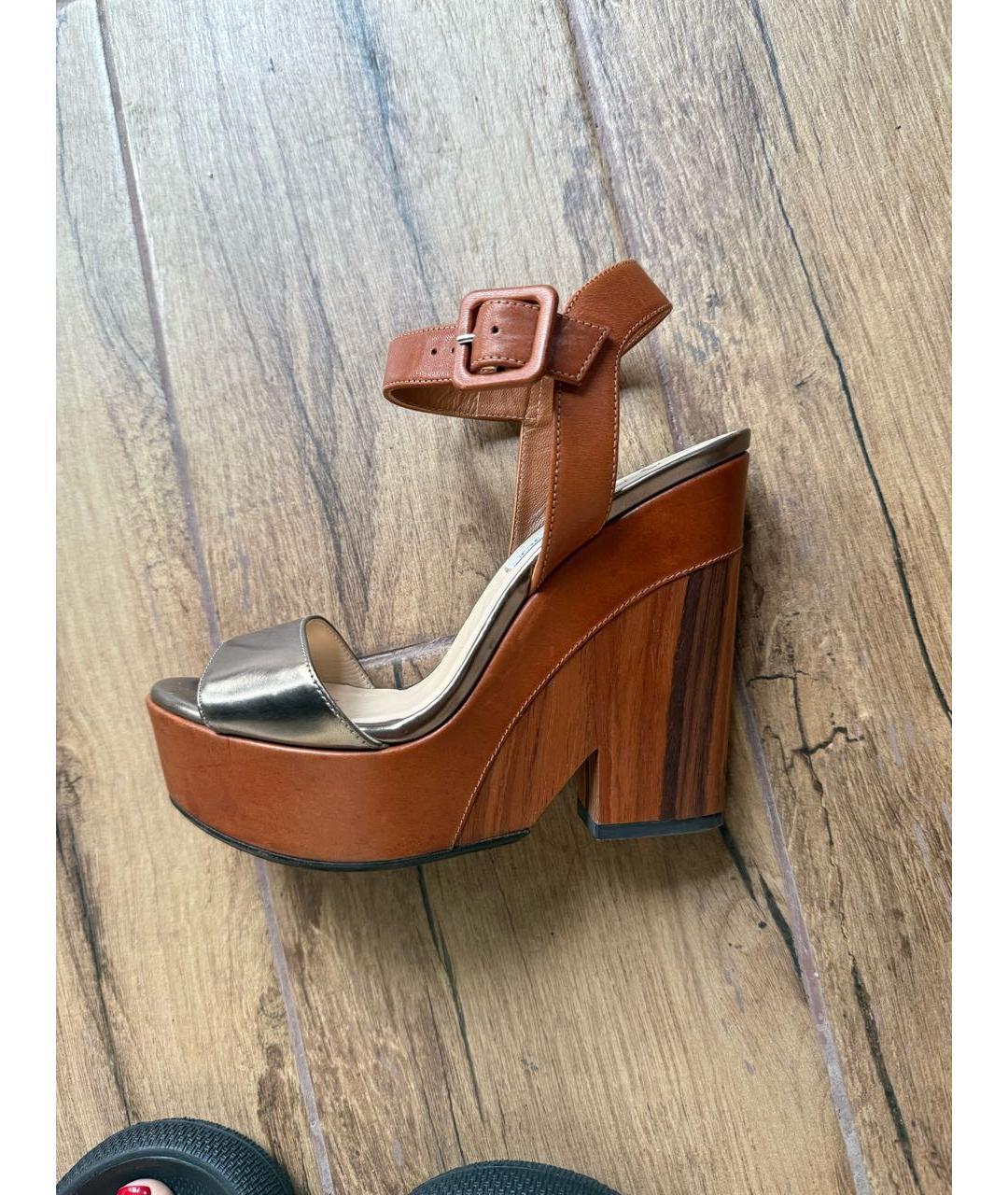 JIMMY CHOO Коричневые кожаные босоножки, фото 6