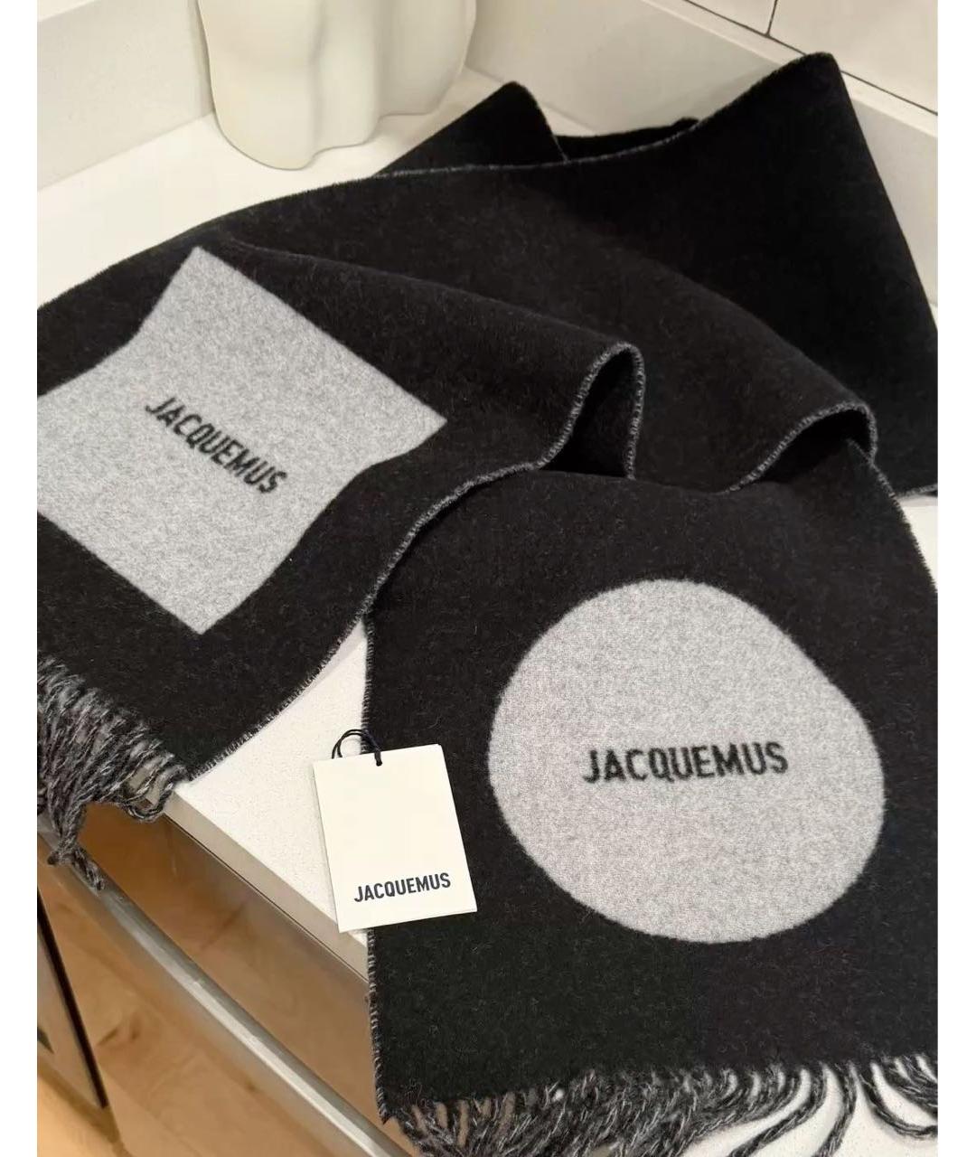 JACQUEMUS Черный шерстяной шарф, фото 5