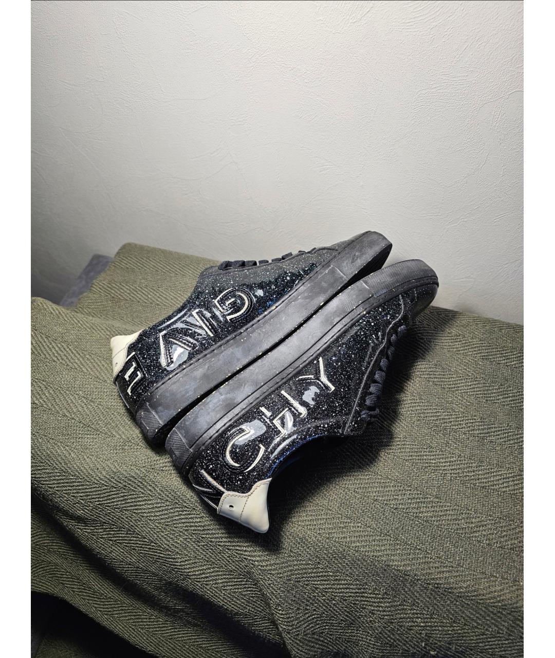 GIVENCHY Черные низкие кроссовки / кеды из лакированной кожи, фото 2