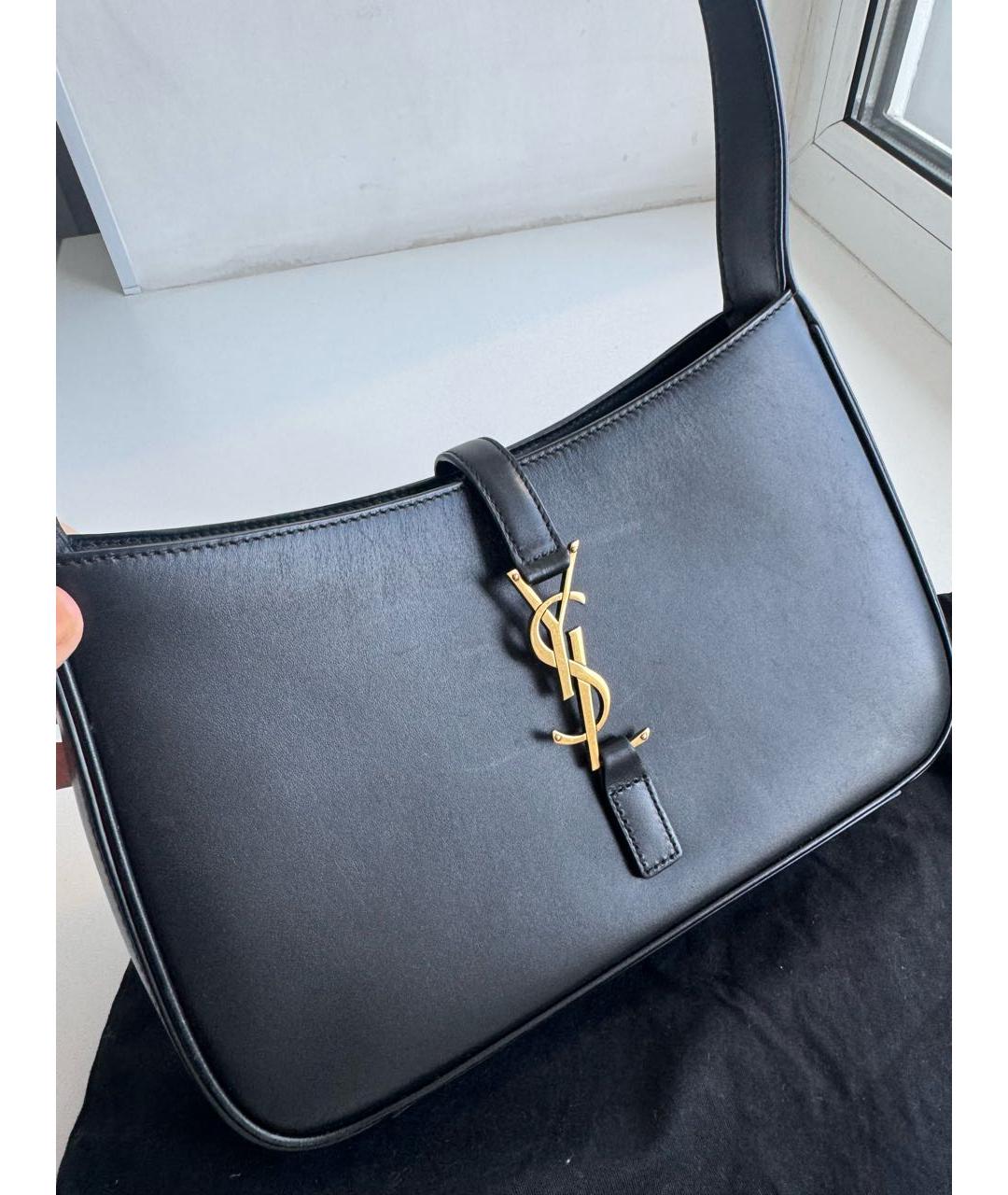 SAINT LAURENT Черная кожаная сумка с короткими ручками, фото 2