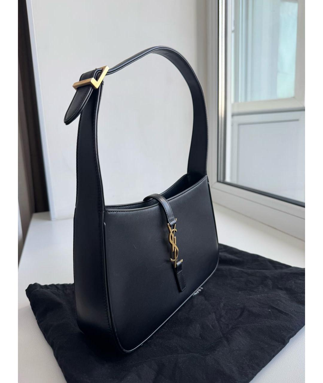 SAINT LAURENT Черная кожаная сумка с короткими ручками, фото 6