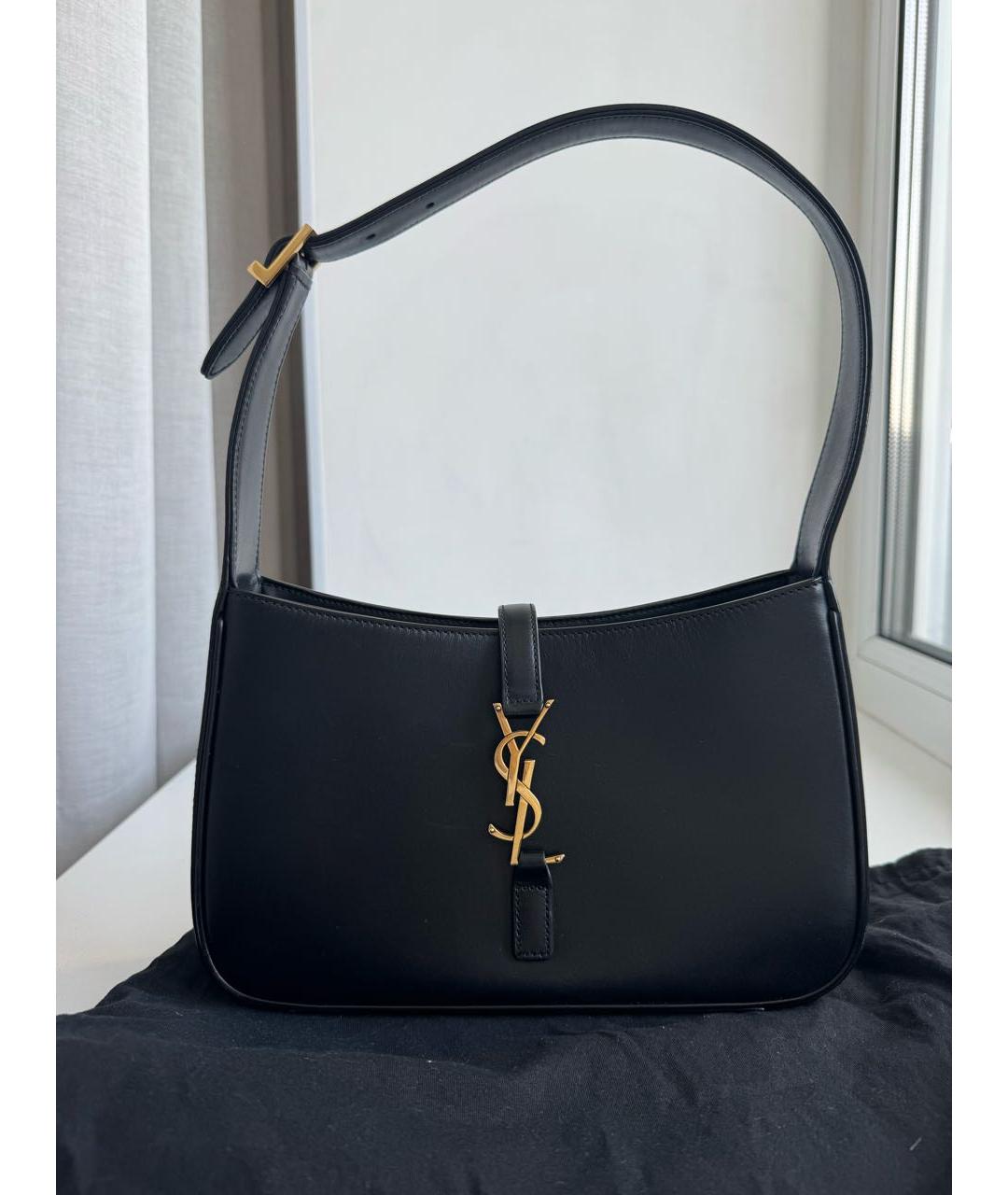 SAINT LAURENT Черная кожаная сумка с короткими ручками, фото 9