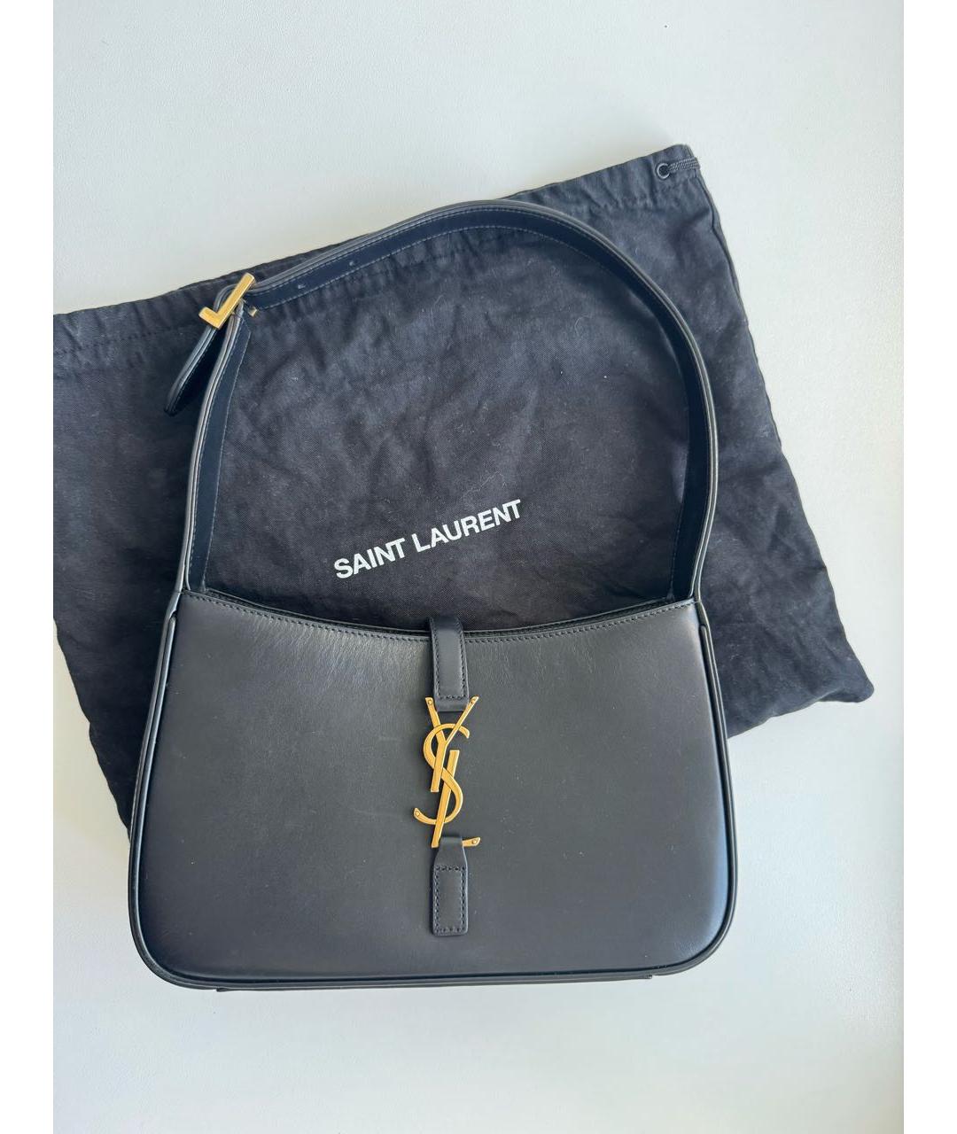 SAINT LAURENT Черная кожаная сумка с короткими ручками, фото 5