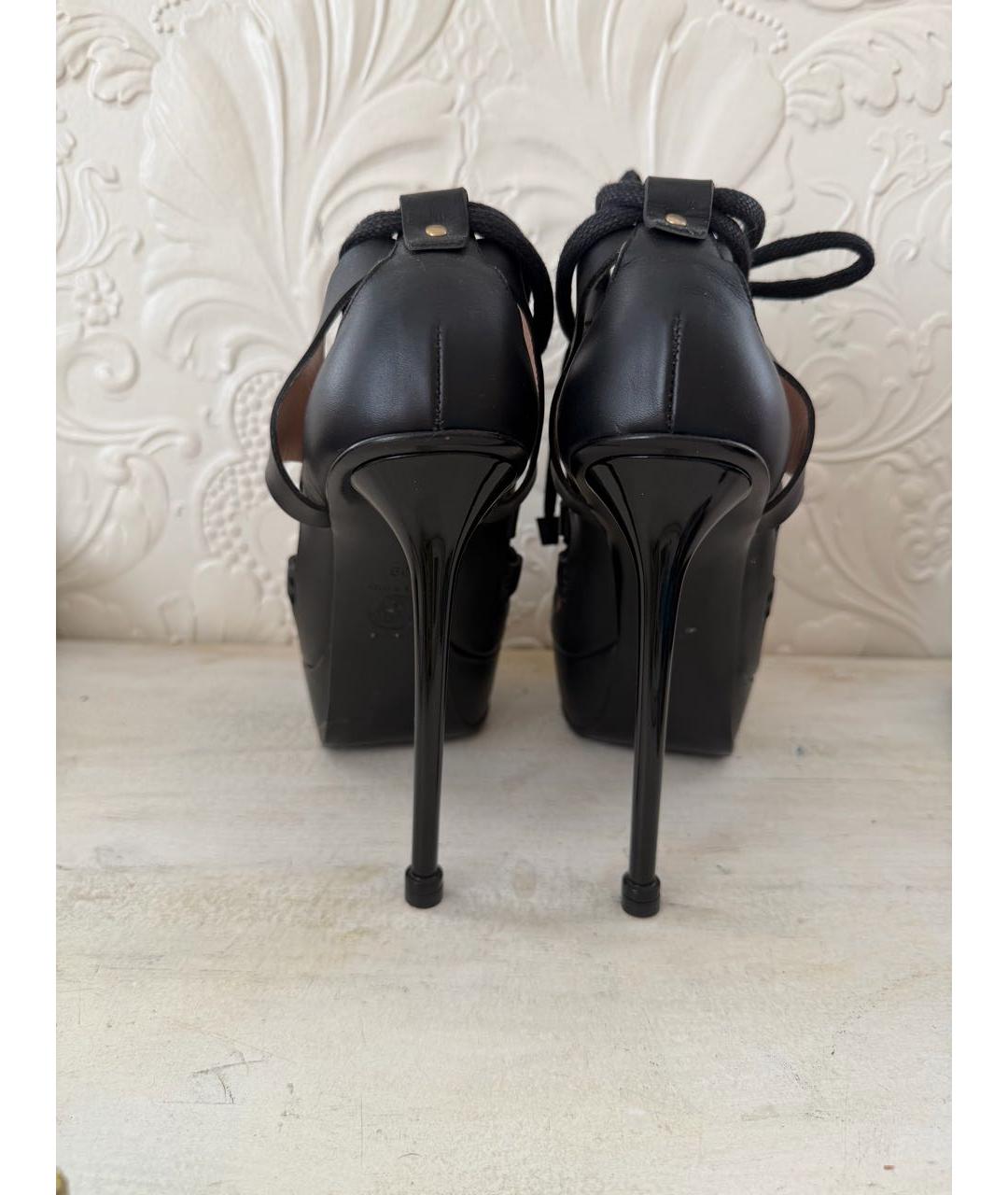 VERSACE Черные кожаные босоножки, фото 3