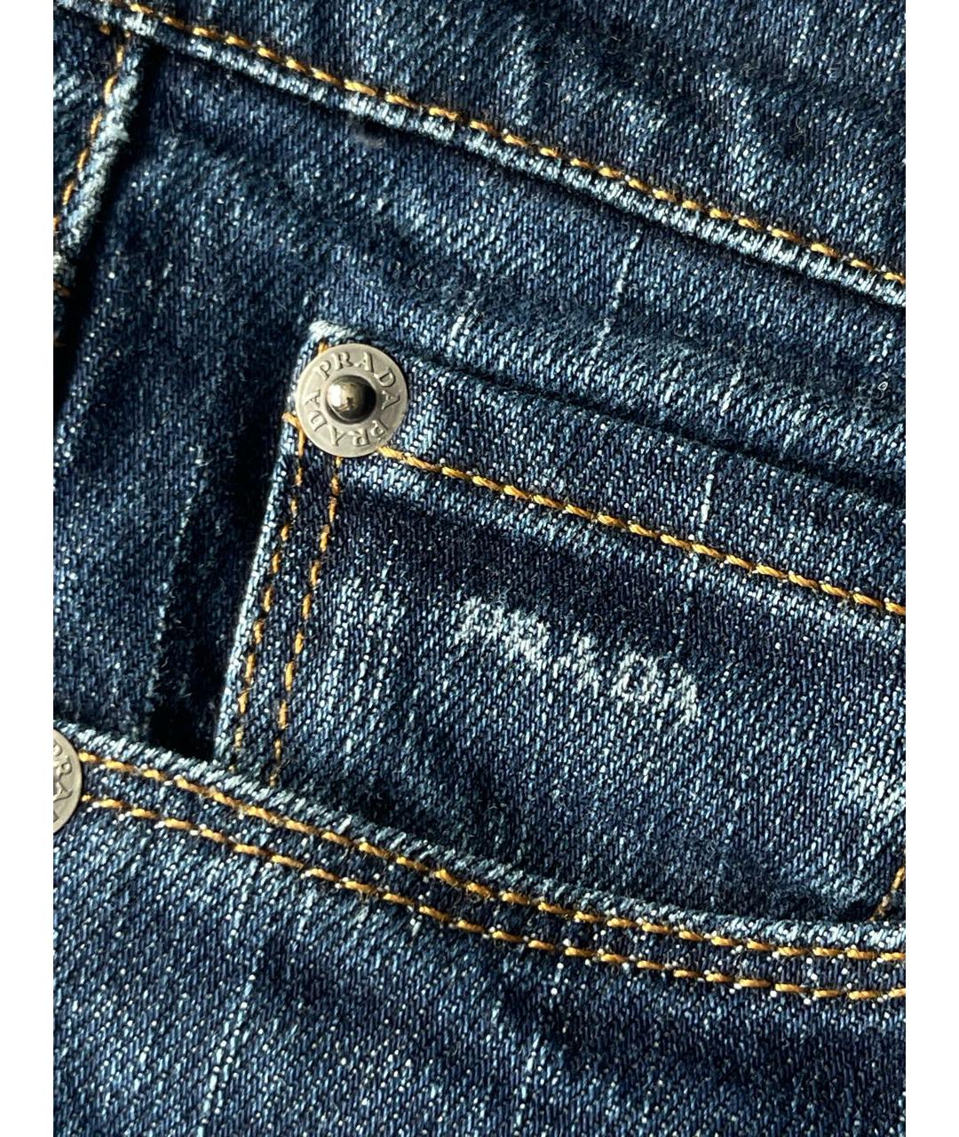 PRADA Темно-синие хлопковые джинсы клеш, фото 4