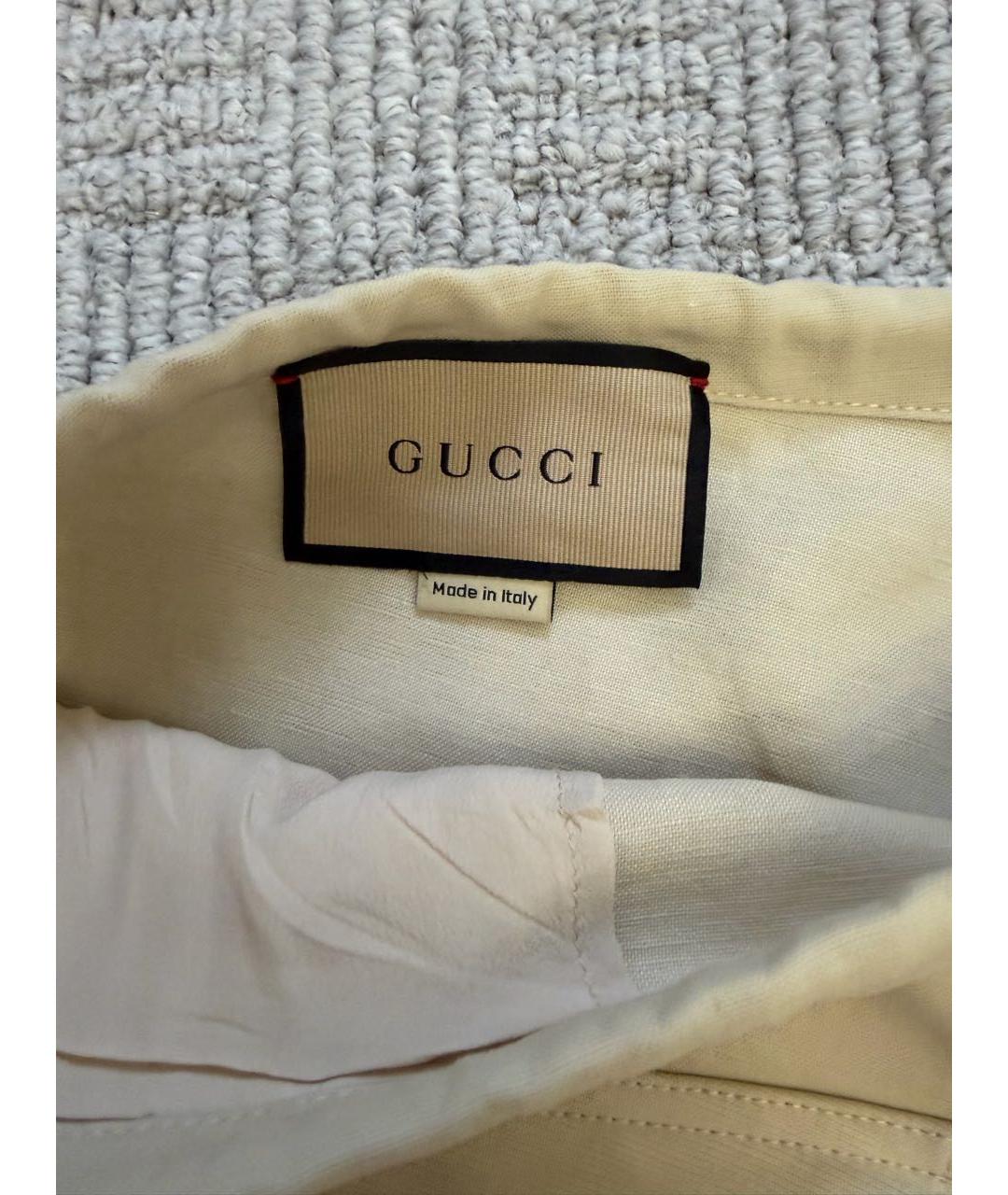 GUCCI Бежевые льняные брюки широкие, фото 3