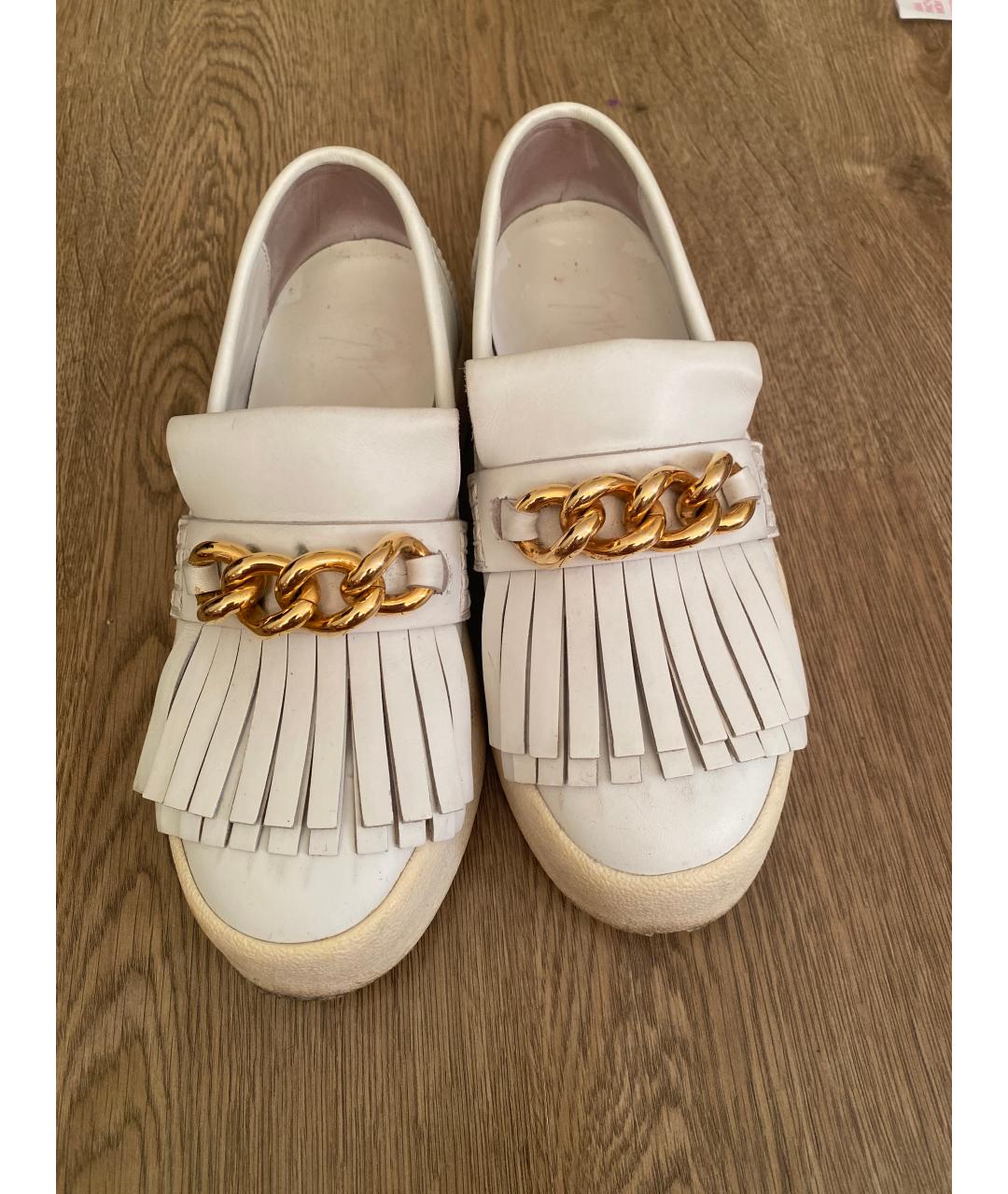 GIUSEPPE ZANOTTI DESIGN Белые кожаные лоферы, фото 2