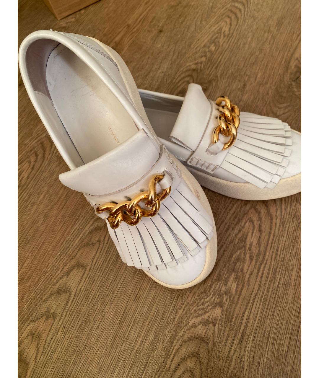 GIUSEPPE ZANOTTI DESIGN Белые кожаные лоферы, фото 3