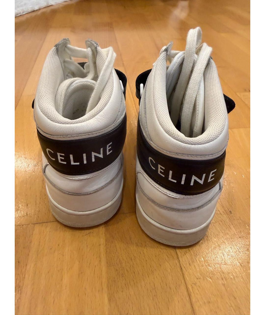 CELINE Белые кожаные кроссовки, фото 4