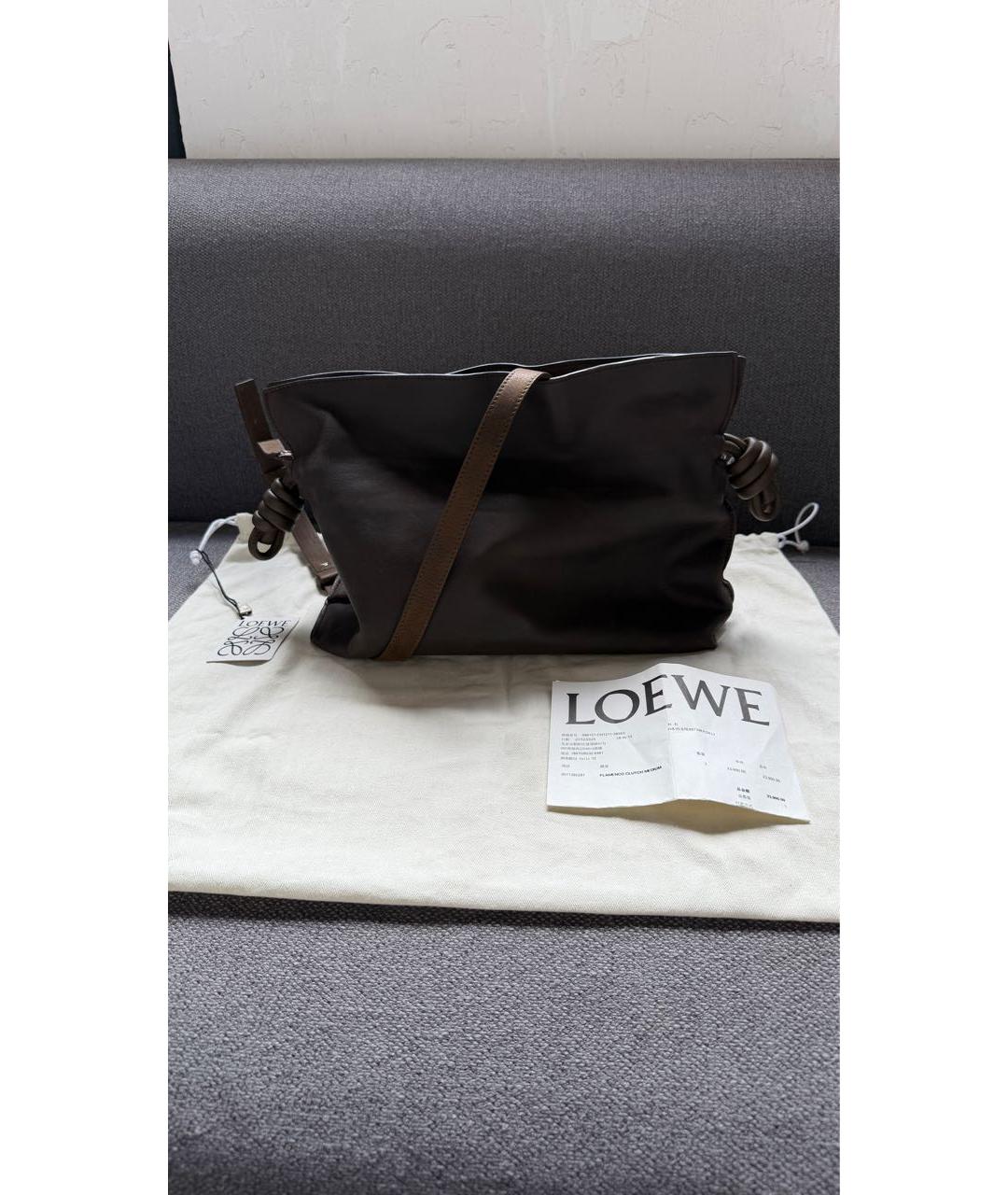 LOEWE Коричневая кожаная сумка через плечо, фото 5