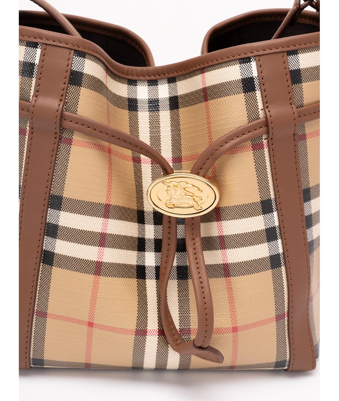 BURBERRY Бежевая хлопковая сумка через плечо, фото 7