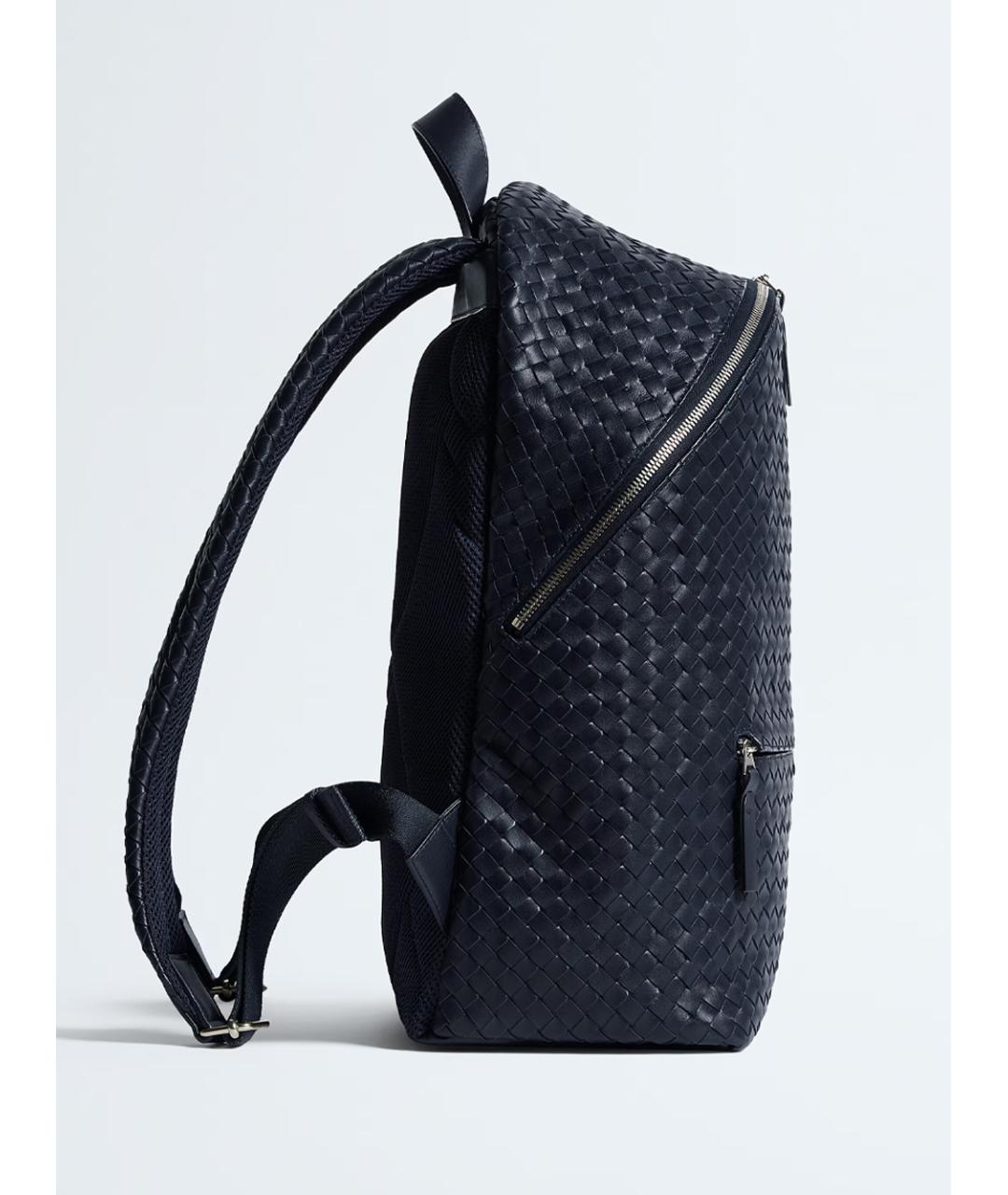 BOTTEGA VENETA Темно-синий кожаный рюкзак, фото 3