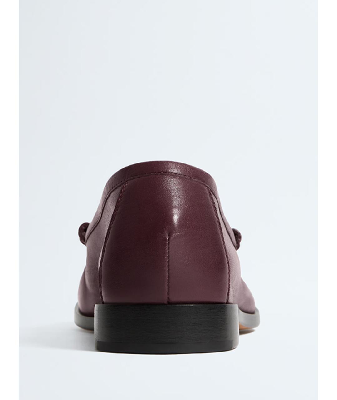 BOTTEGA VENETA Бордовые кожаные лоферы, фото 4