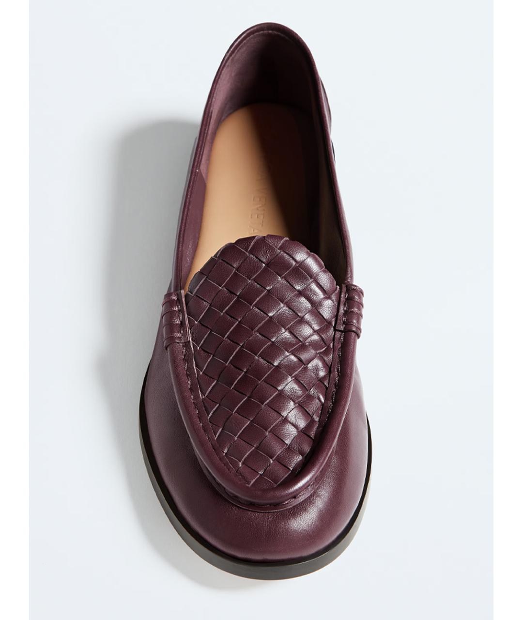 BOTTEGA VENETA Бордовые кожаные лоферы, фото 3