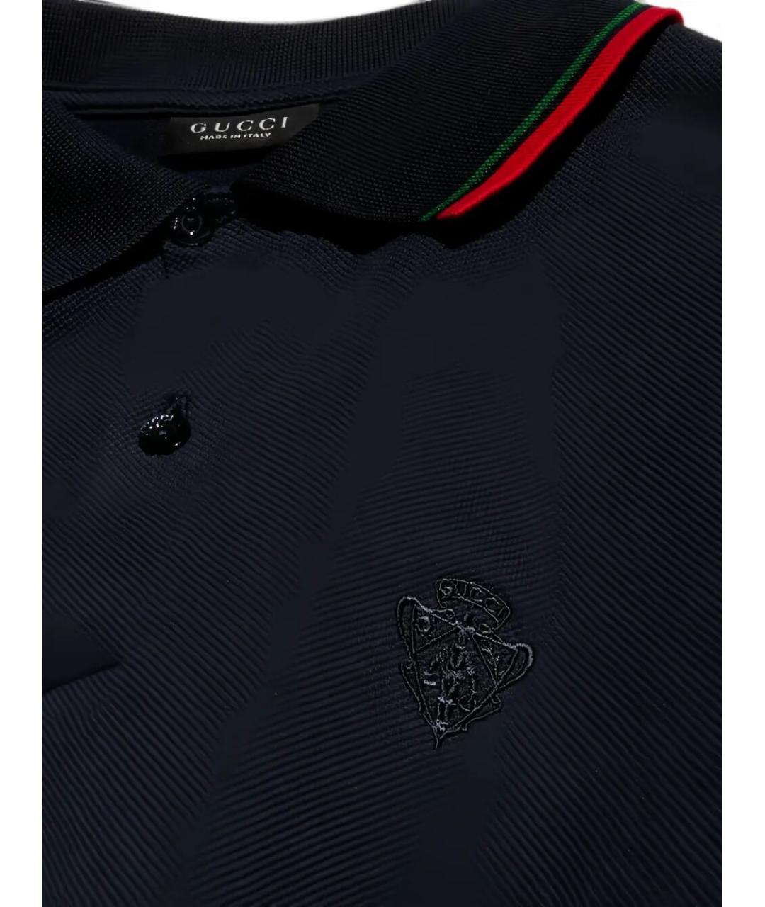 GUCCI Синее хлопковое поло с коротким рукавом, фото 2